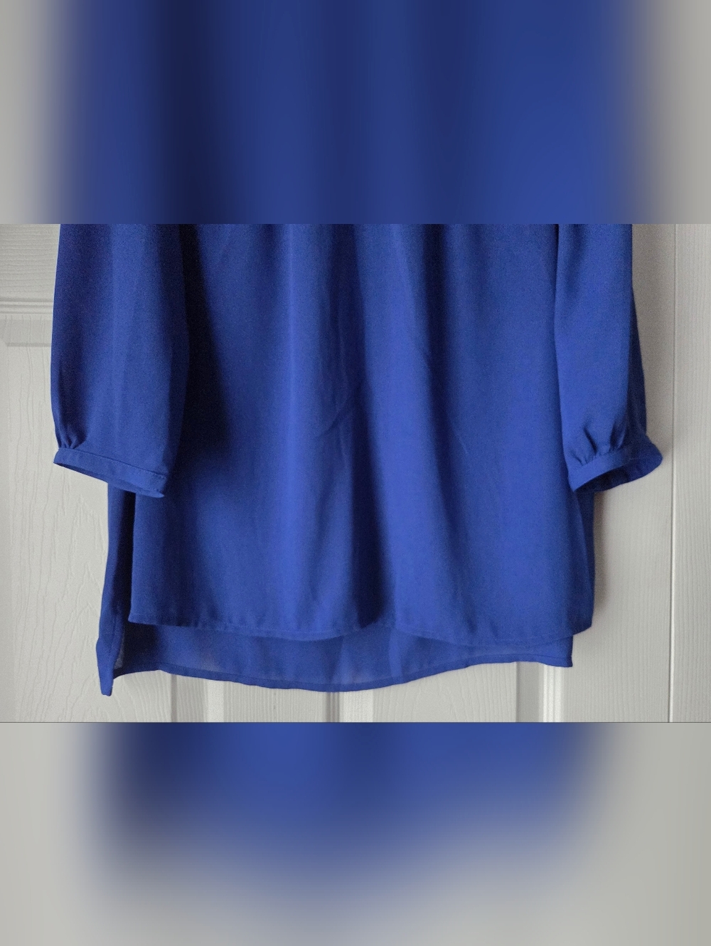 Express Semi Sheer Royal Blue Keyhole Blouse Size M - Picture 6 of 11